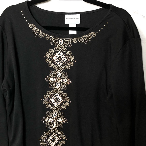 Alfred Dunner Black Animal Print Embellished Top Size Petite XL, NWOT - Picture 8 of 12